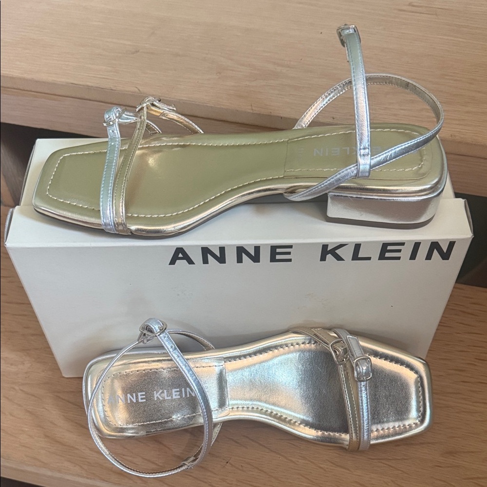 Anne Klein Memory Foam Metallic Multi Color Sandles - Size 9
